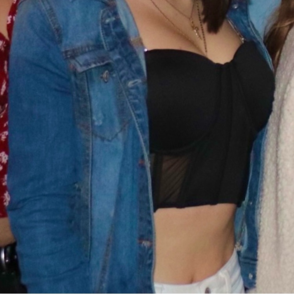 Say What? Black Crop Top with Chain Straps